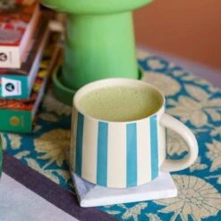 Jungalow Tierra Striped Mug Set In Teal